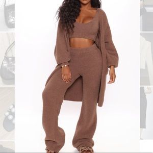 Fashion Nova Living in it 3 piece cozy set